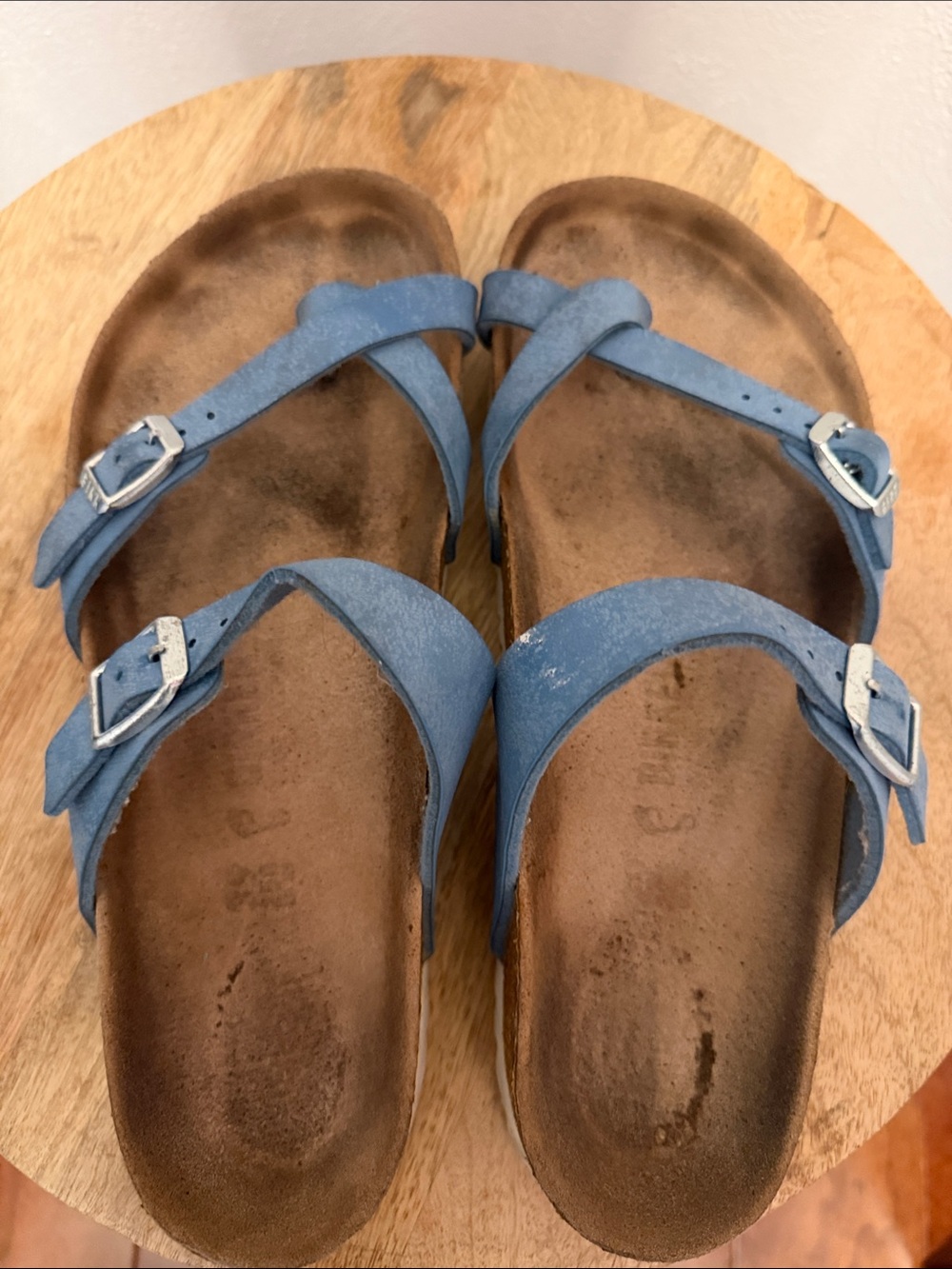 Birkenstock Blue Double-Strap Suede Sandals